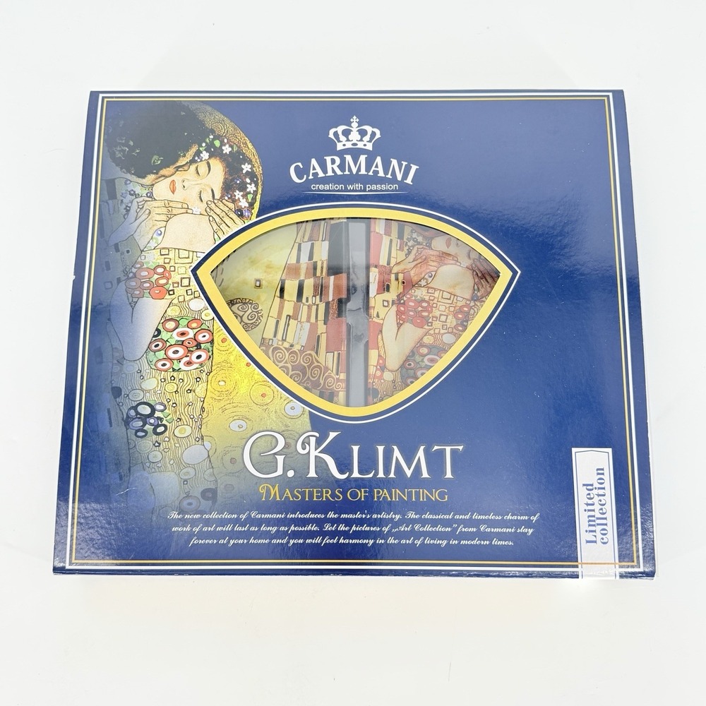 Carmani Gustav Klimt The Kiss‎ Heart Glass Plate Set 2 Pc New Boxed